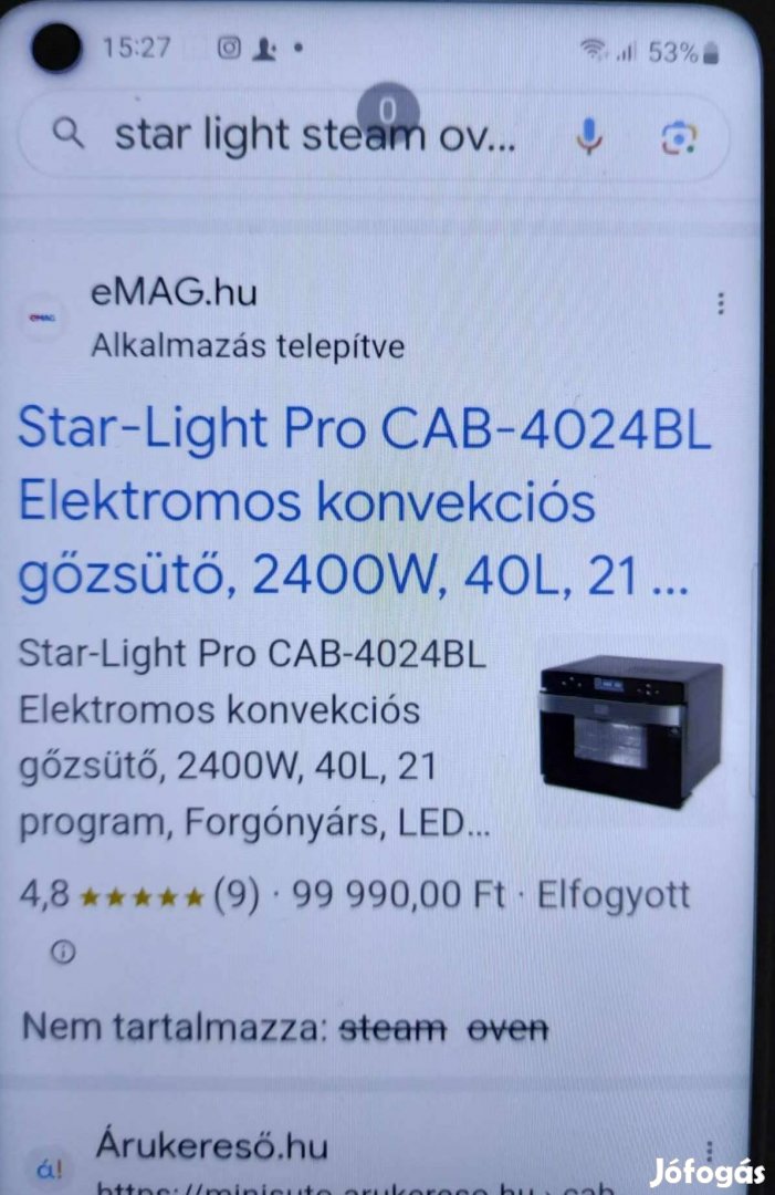 Star -Light Elektromos gőzsütő, forgó nyárs, grill,digitális kijelző. 