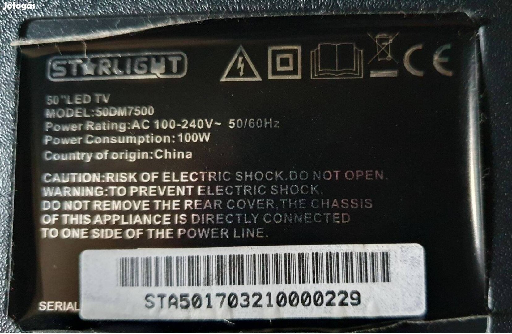 Starlight 50" 50DM7500 Smart Android LED tv hibás törött alkatrésznek
