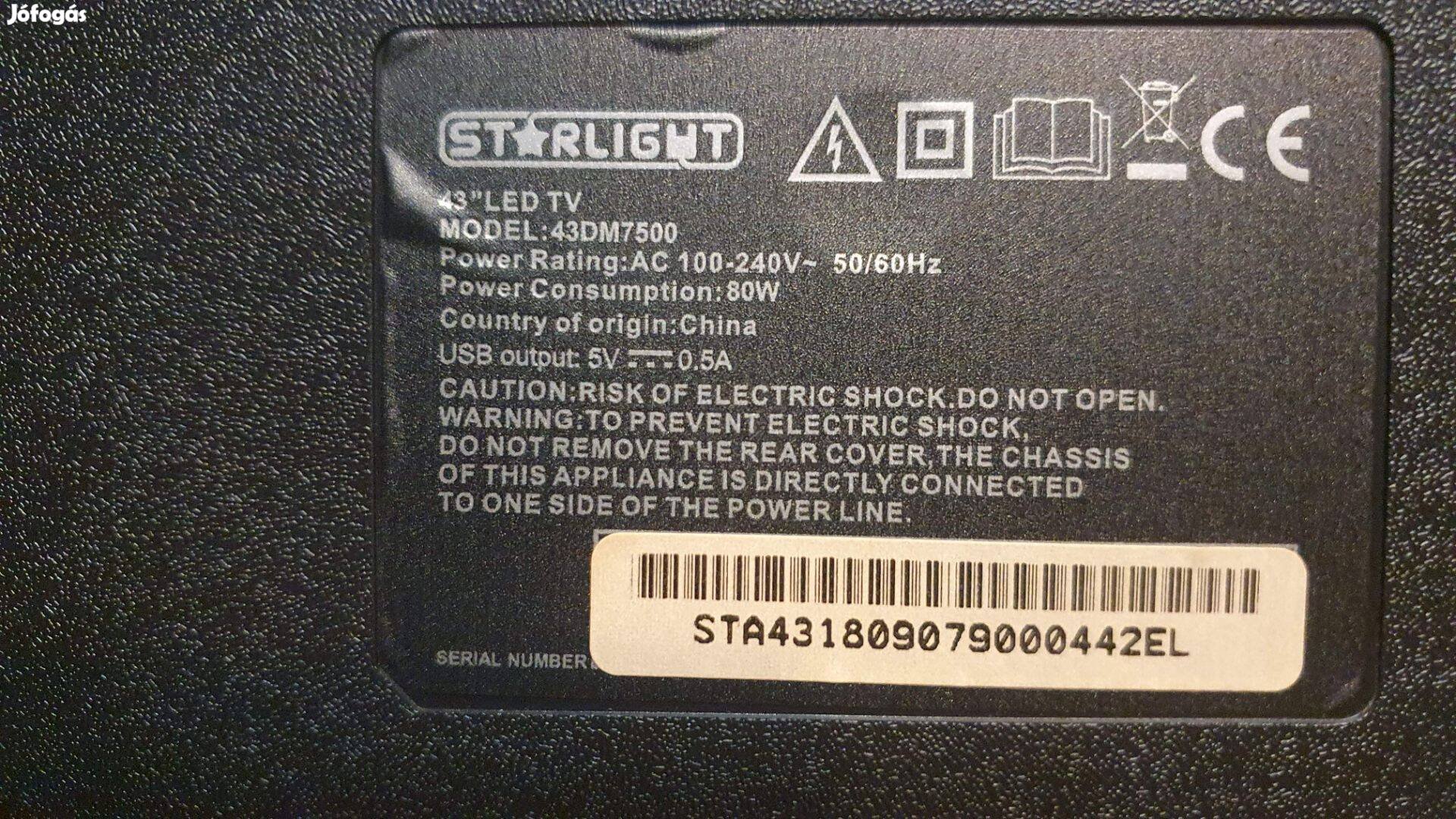 Starligt 43DM7500 LED LCD tv panelek TP.MT5522S.PC822 Tcon?