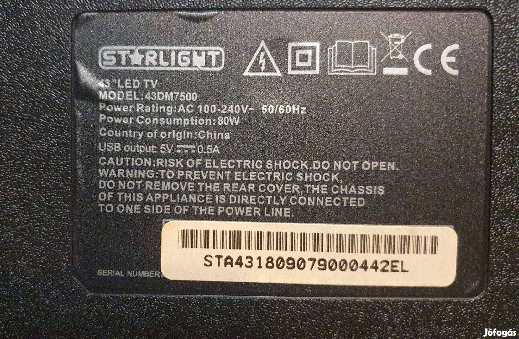 Starligt 43DM7500 LED LCD tv panelek TP.MT5522S.PC822 Tcon?