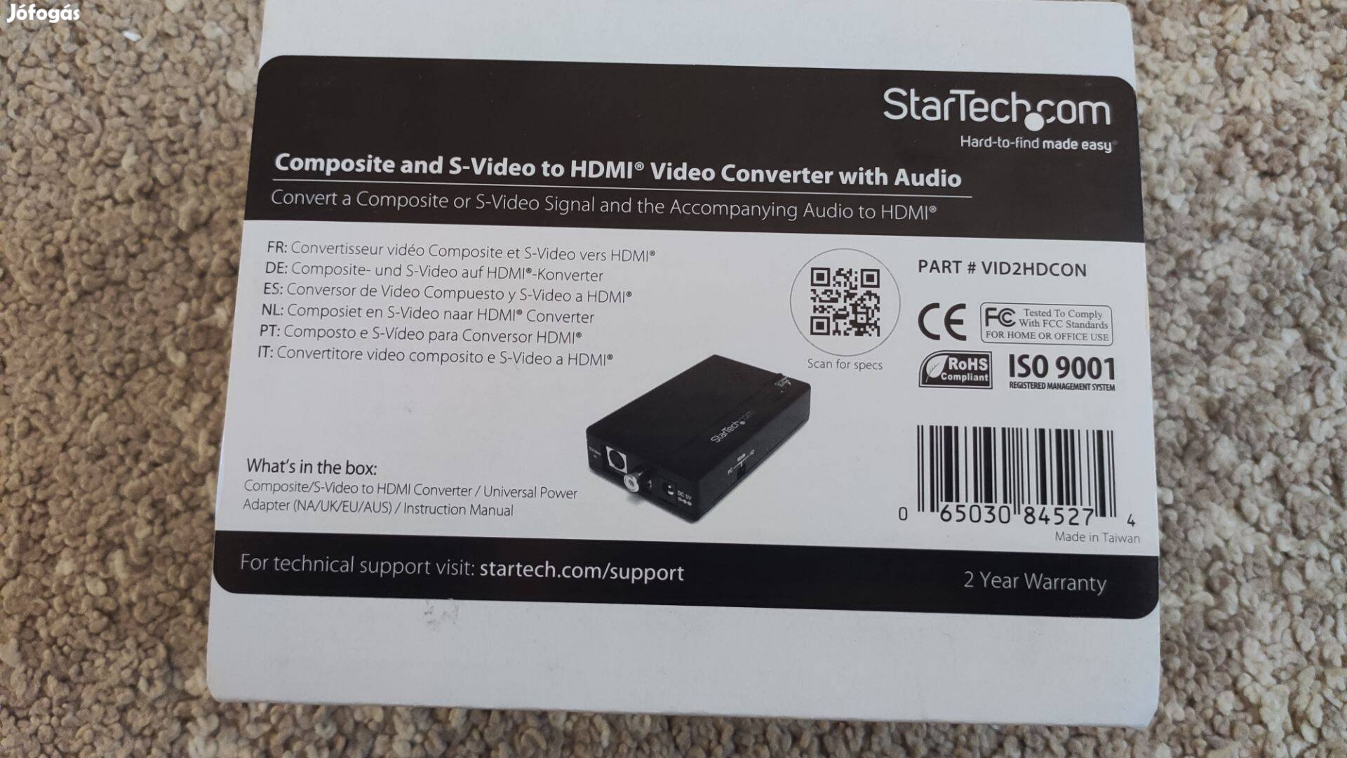 Startech VID2Dhcon rca s-video to HDMI video converter with audio. Ár: