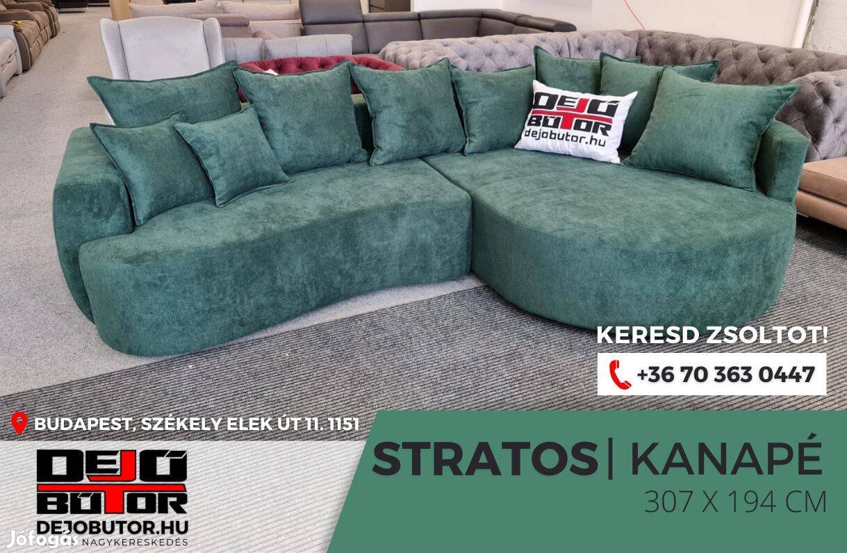 Startos rugós kanapé 307x194 cm ülőgarnitúra zöld sarok ágyazható