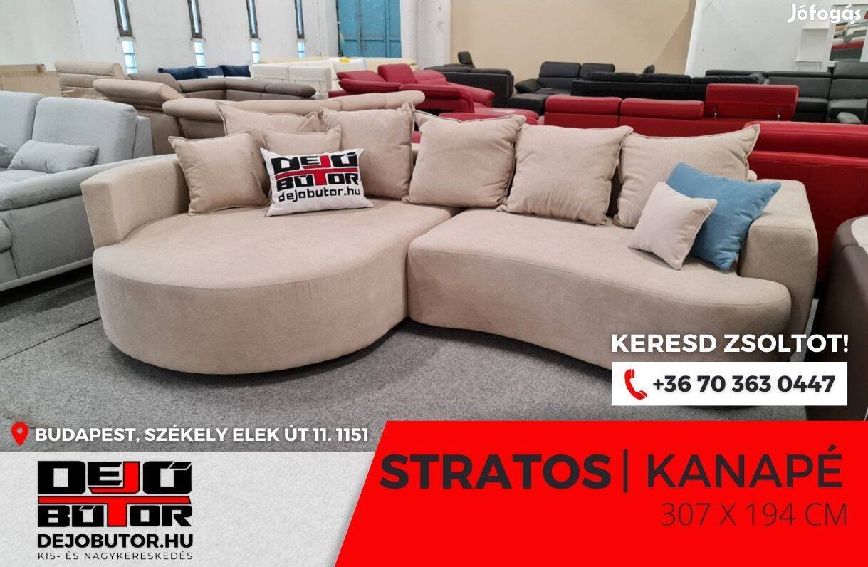 Startos rugós sarok kanapé ülőgarnitúra bézs 307x194 cm ágyazható