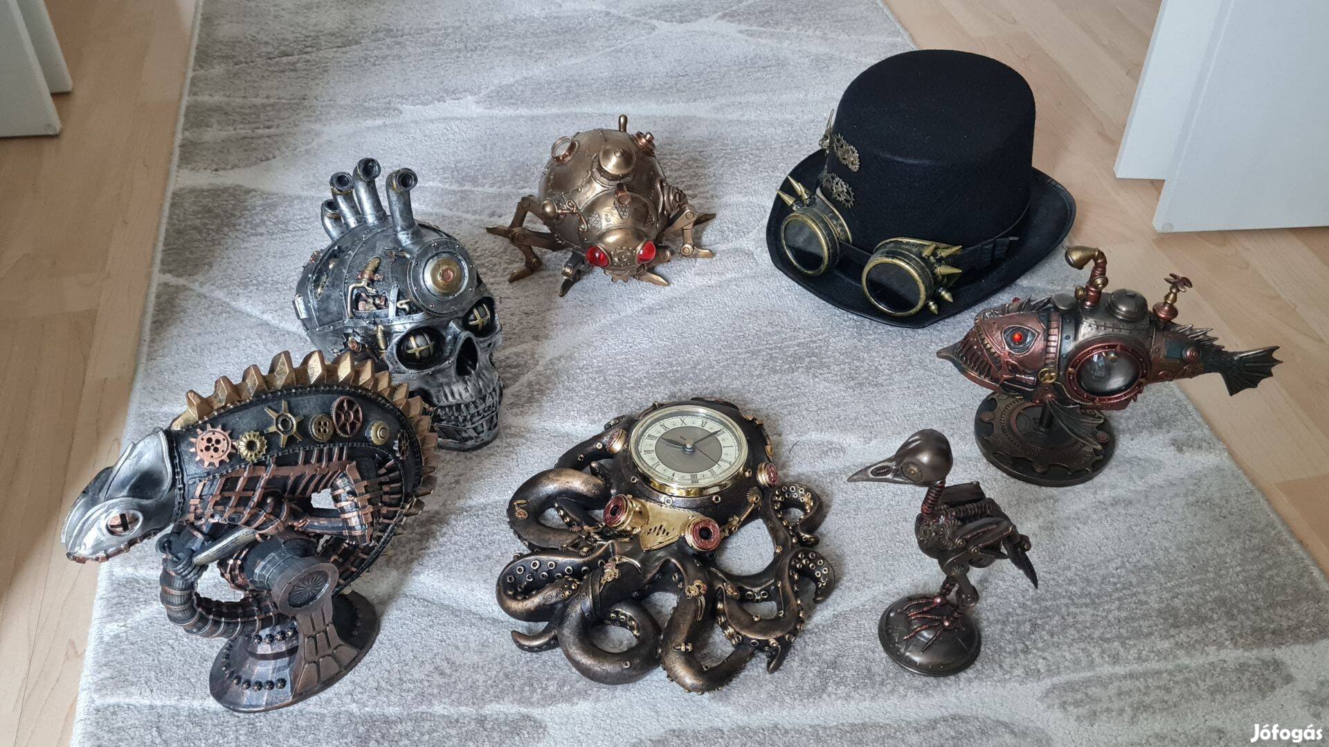 Steampunk műgyanta szobrok és kalap