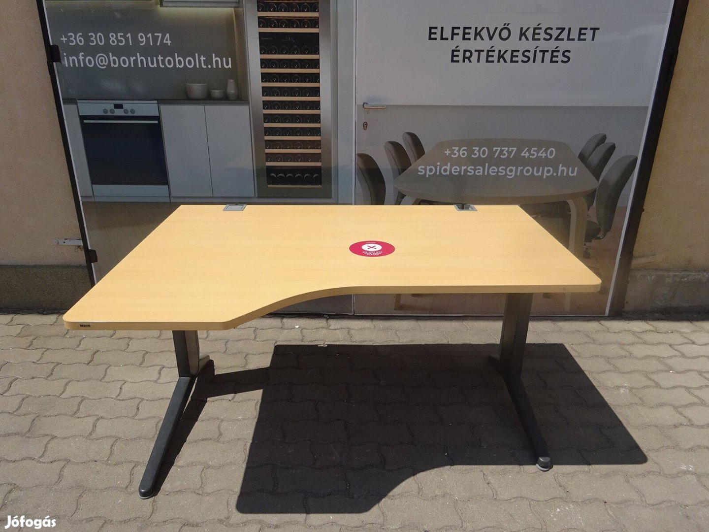 Steelcase íróasztal, bükk mintázatú, 140x100 cm, balos - használt