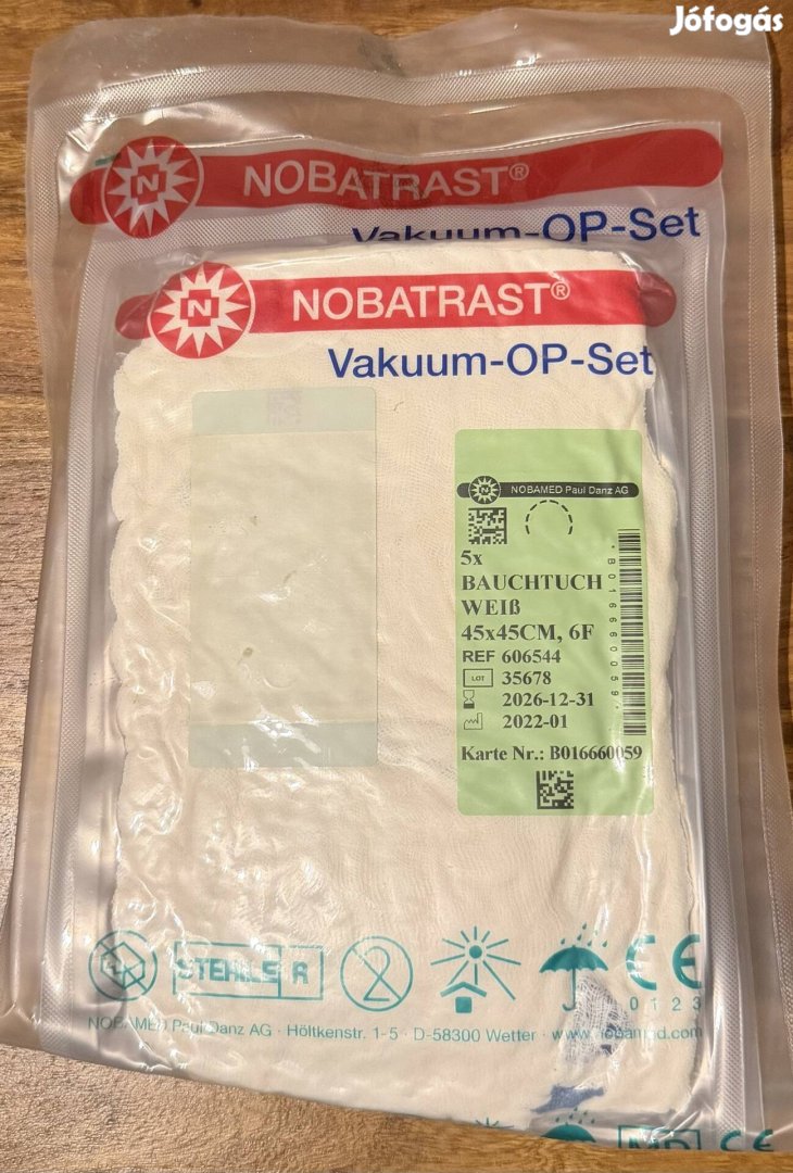 Steril műtéti gézlap hasi törlő 4545 cm - 5 csomag,