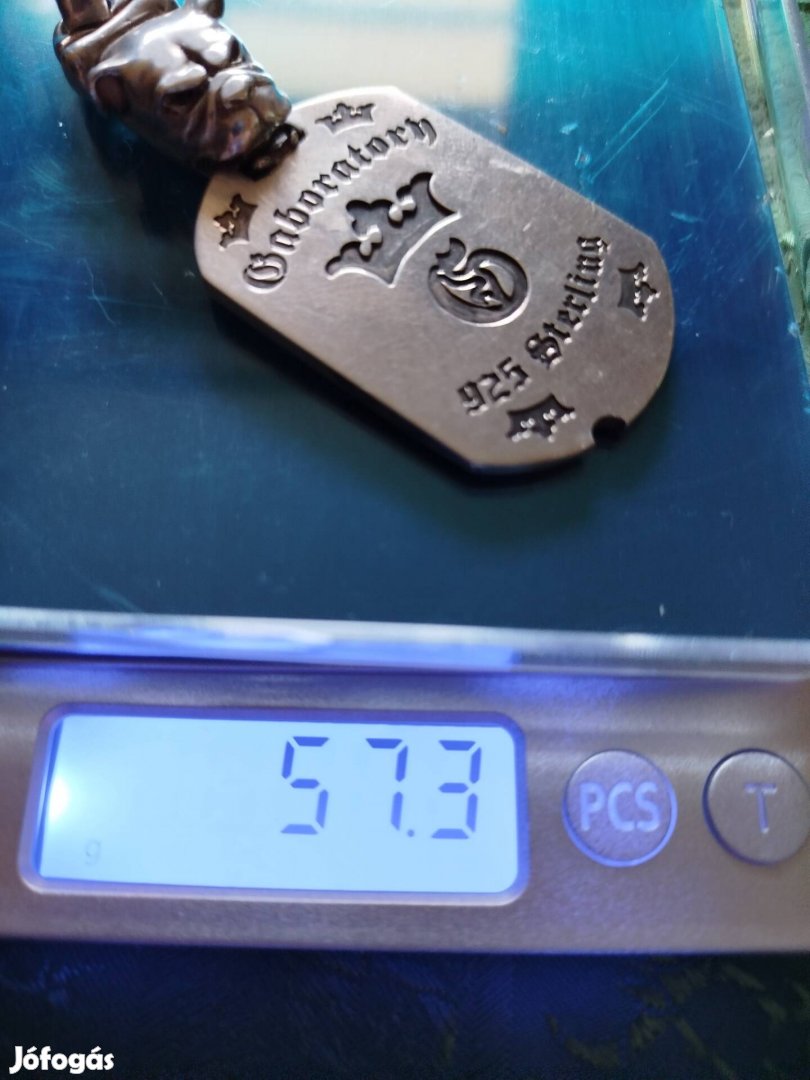 Sterling silver ezüst 925 bulldog medál dög cédula brutális fazon .
