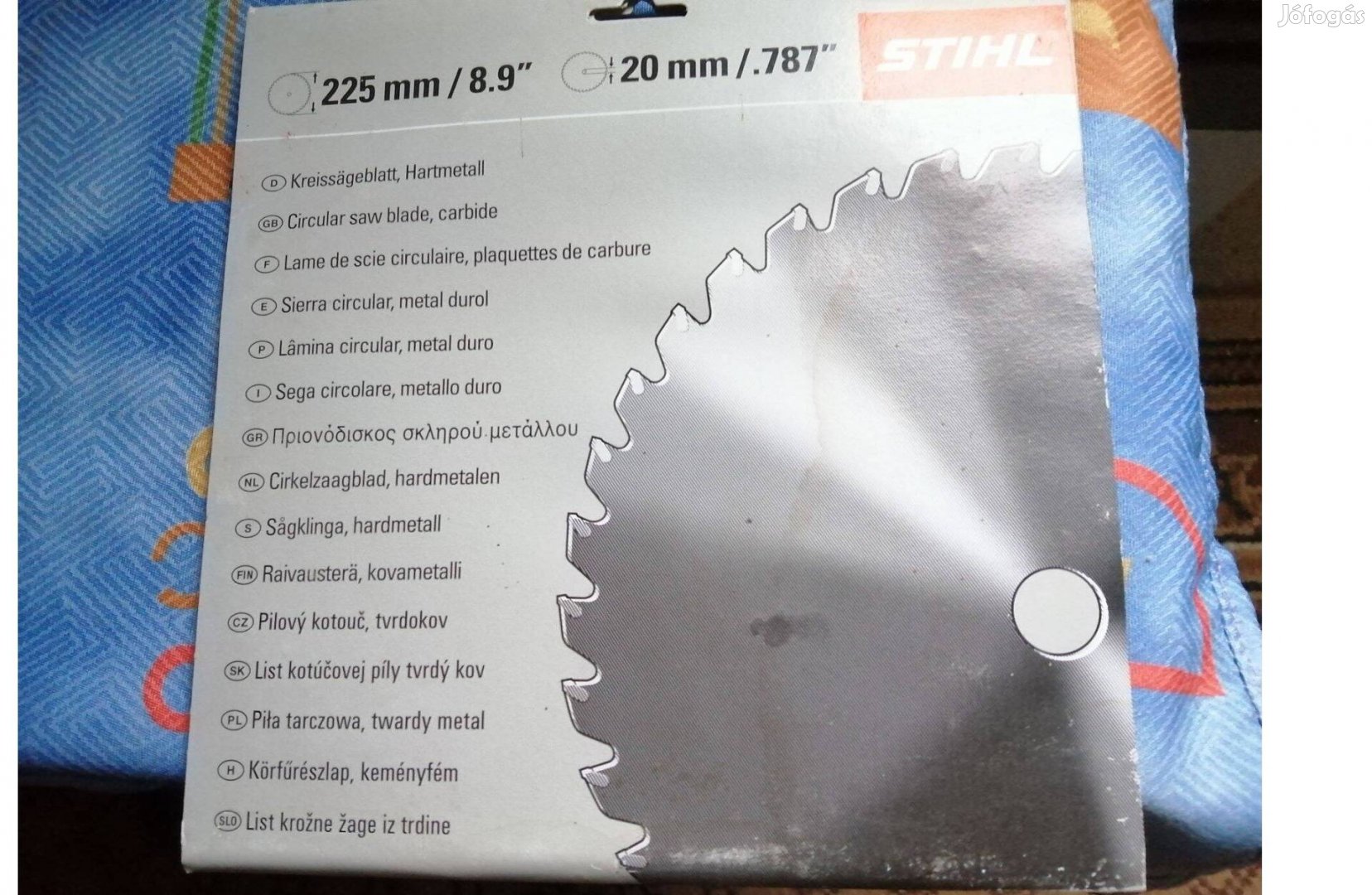 Stihl 225mm x 20 mm ,kemény fémlapos körfürészlap,teljesen új