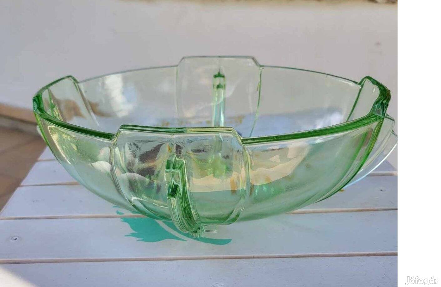 Stölzle cseh Art Deco zöld üvegtál