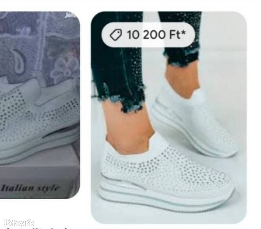 Strasszos magas talpú cipő 