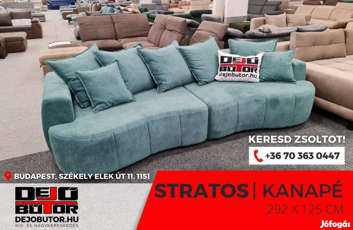 Stratos prémium kanapé bútor ülőgarnitúra rugós 292x125 cm kék