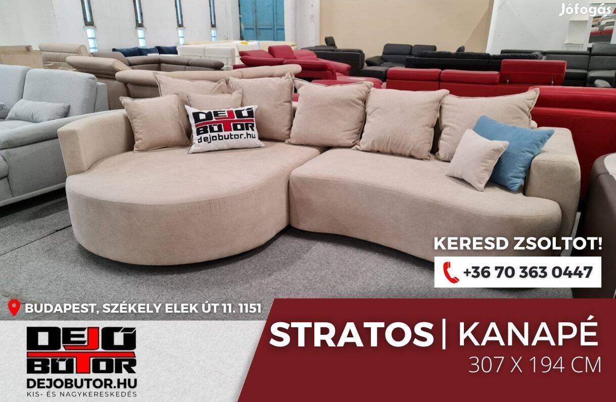 Stratos sarok prémium kanapé ülőgarnitúra 307x194 cm rugós bézs