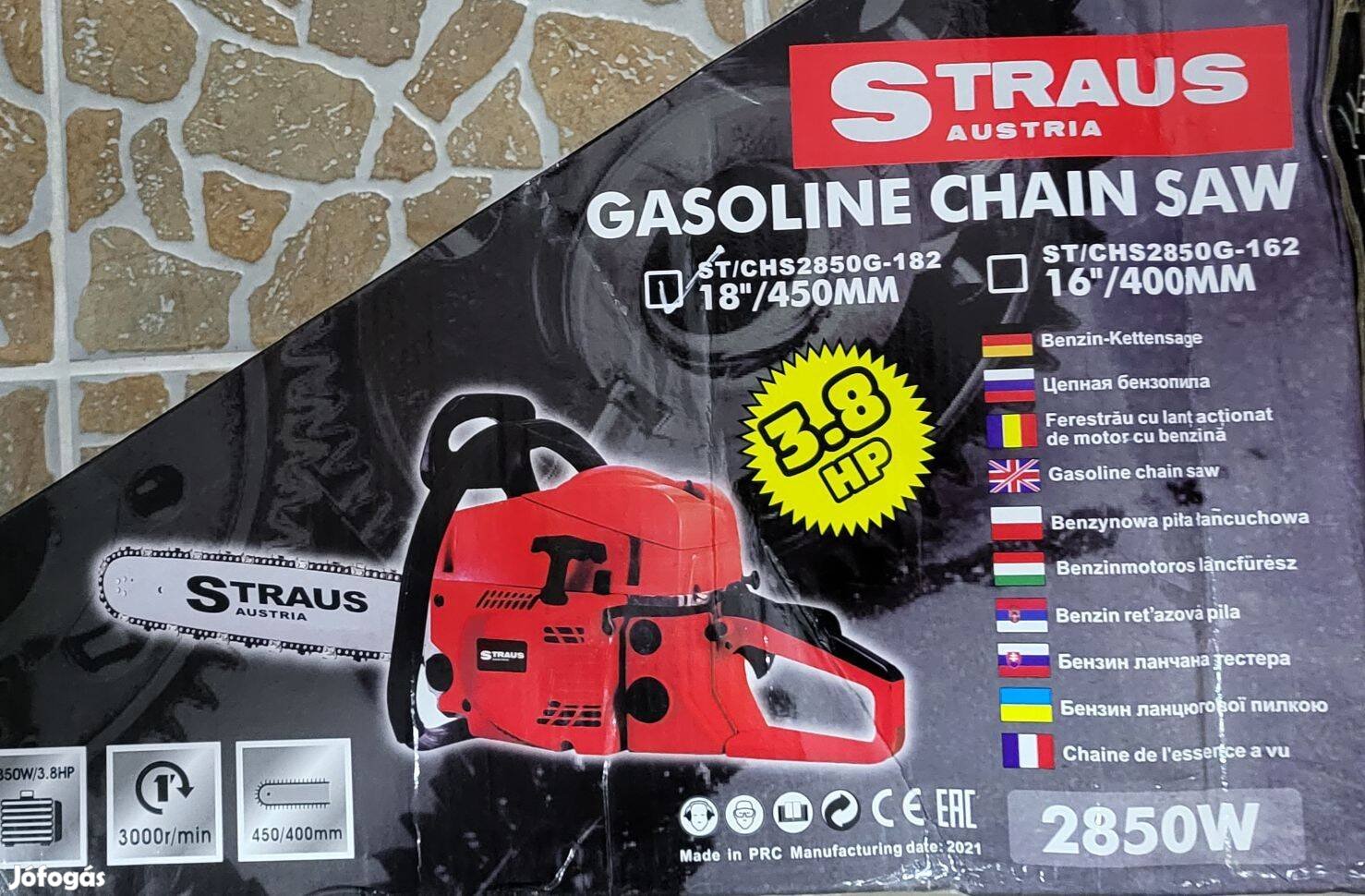 Straus benzines benzinmotoros láncfűrész 3,8LE 52cm3 Utolsó darabok!