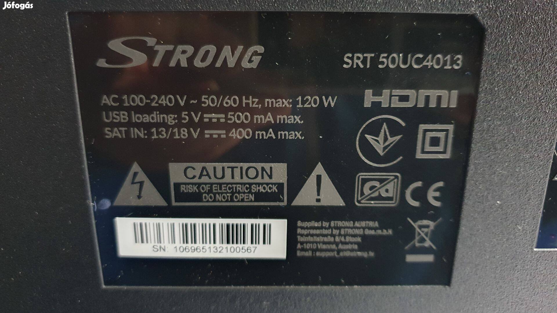 Strong SRT50UC4013 LED tv UHD 4K csíkos kijelző Nem törött! Dobozában