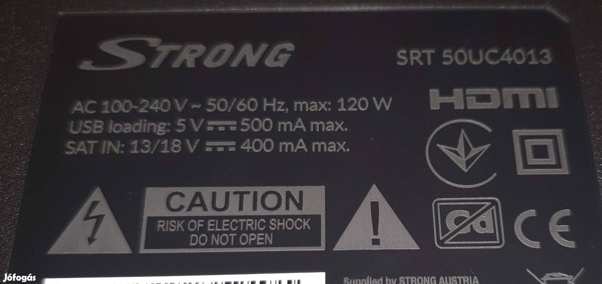 Strong SRT50UC4013 LED tv UHD 4K csíkos kijelző Nem törött! Dobozában