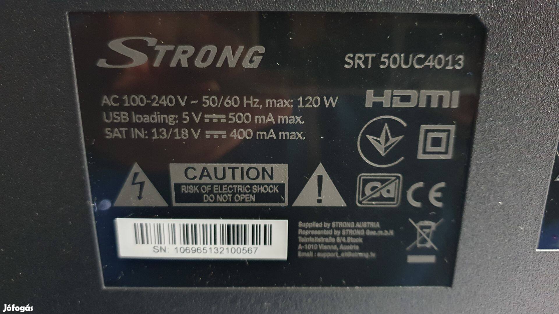 Strong SRT50UC4013 LED tv UHD 4K csíkos kijelző Nem törött! Dobozában