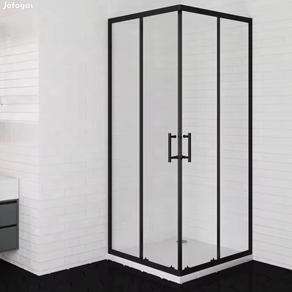 Stuxi Delhi Black 80x80 cm szögletes két tolóajtós