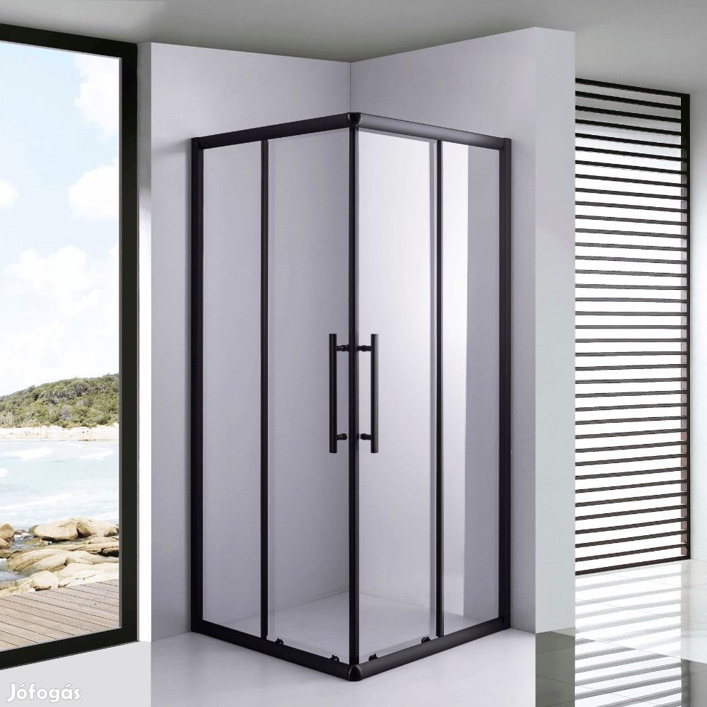 Stuxi Nizza Black 100x100 cm szögletes két tolóajtós