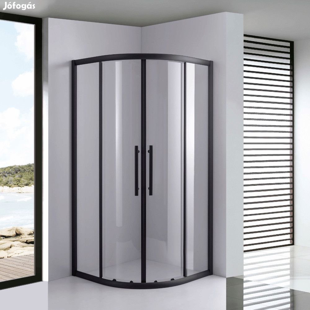 Stuxi Nizza Black 80x80 cm íves két tolóajtós zuhanykabin 6