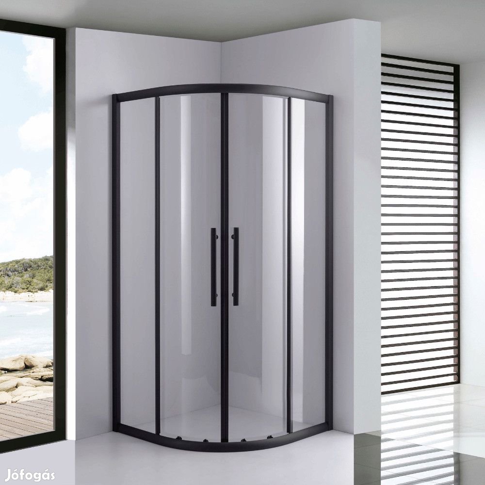 Stuxi Nizza Black 80x80 cm íves két tolóajtós zuhanykabin 6