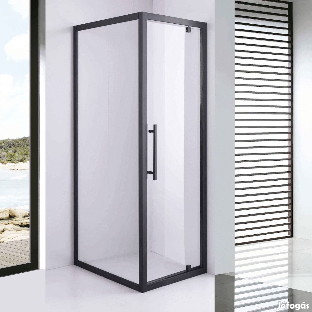 Stuxi Torino Black 80x90 aszimmetrikus szögletes nyílóajtós