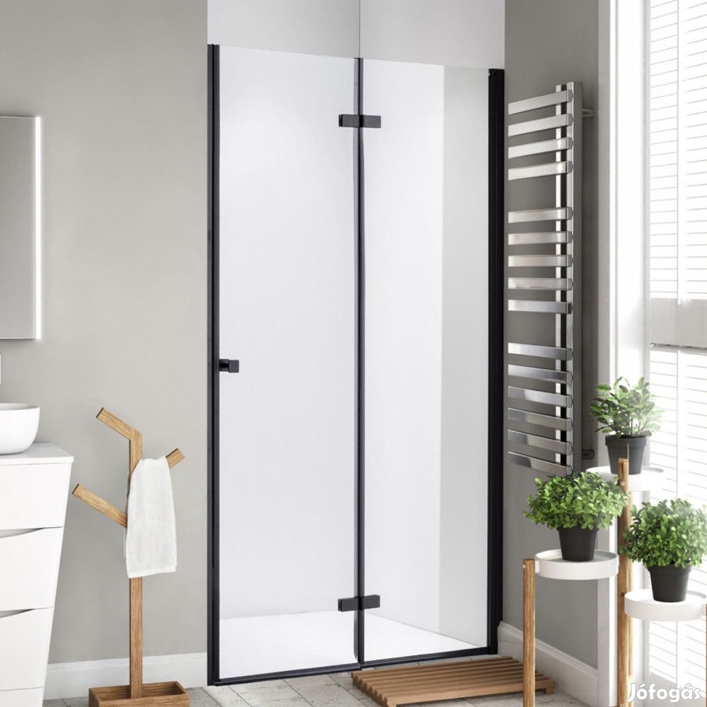 Stuxi Verona Black 90 cm széles csukló zuhanyajtó, 6 mm