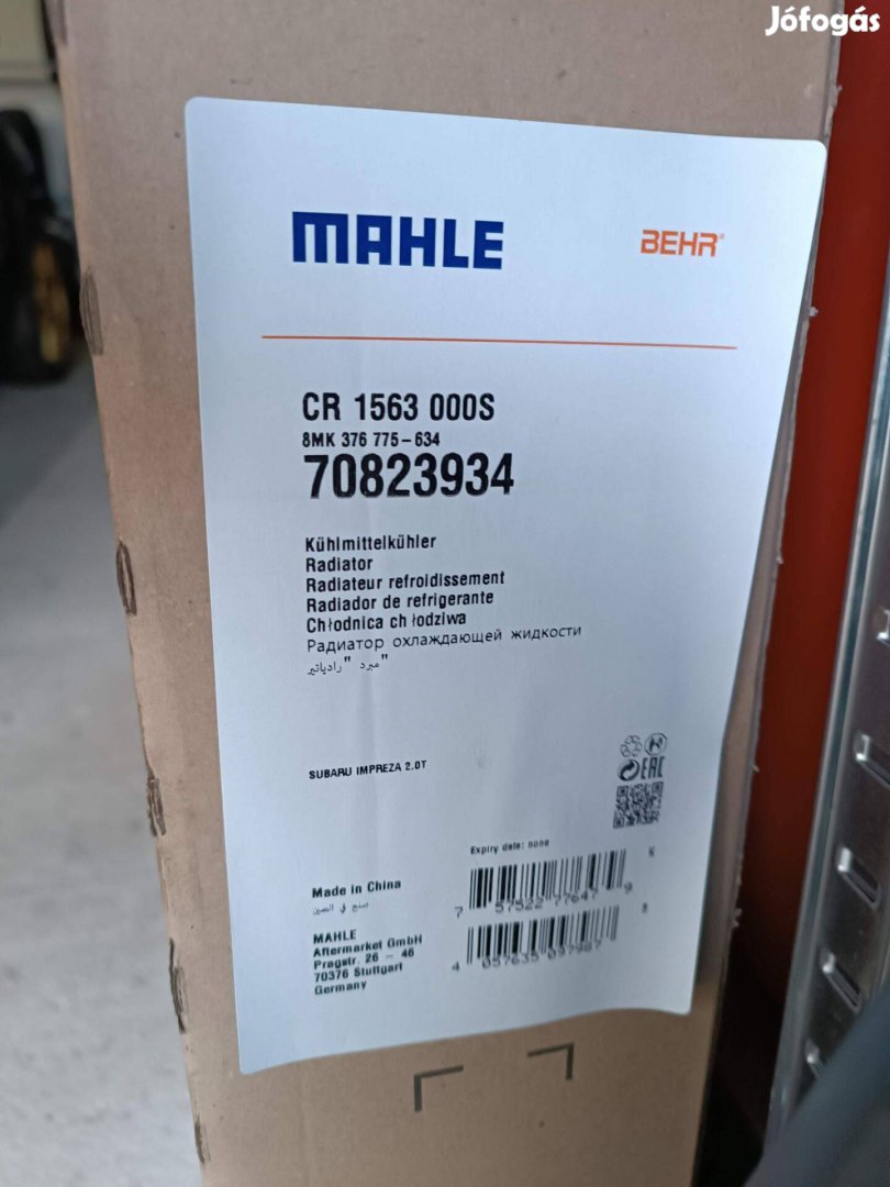 Subaru Impreza Wrx STi új Mahle vízhűtő