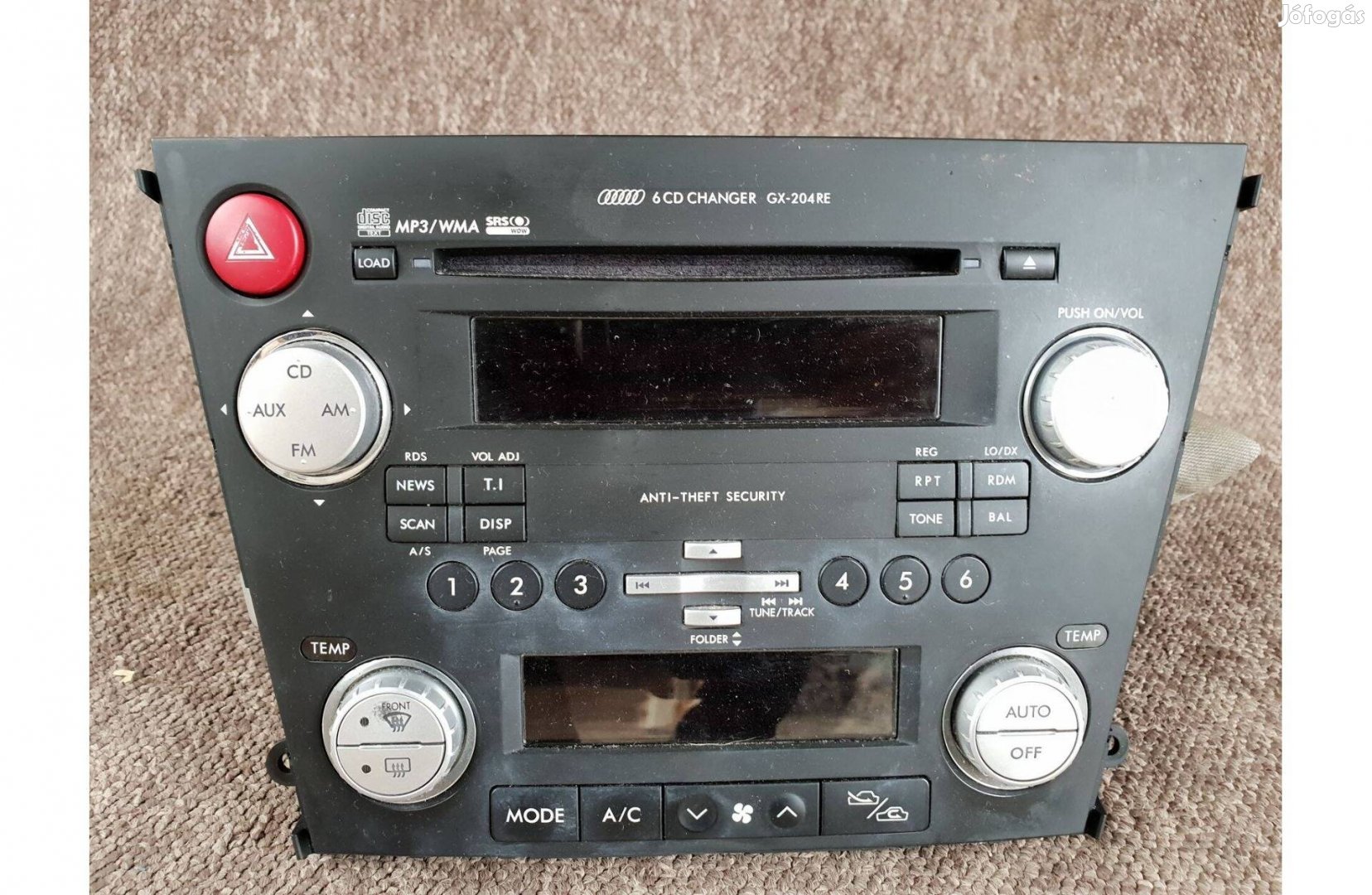 Subaru Legacy rádió, MP3/WMA, digit klíma panel, Y37132271, konzol