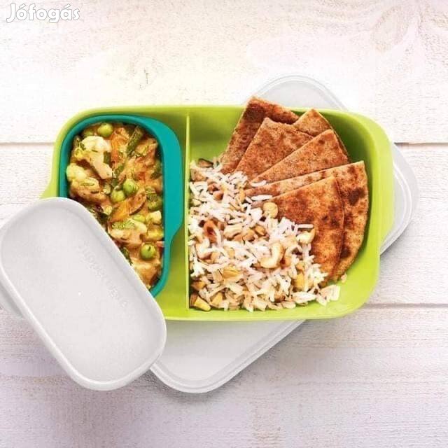 Sulikezdésre! Tupperware vékony osztott ebédbox külon tárolóval Új