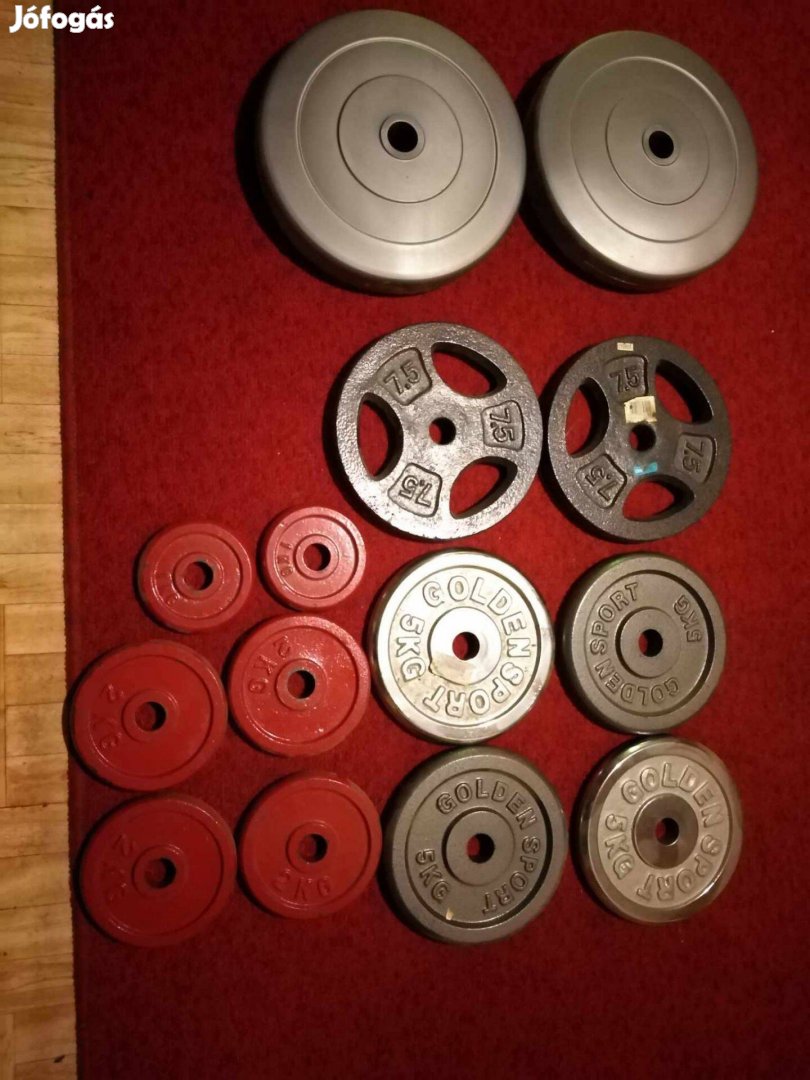 Súlytárcsa készlet+ 2 kezes emelőrúd