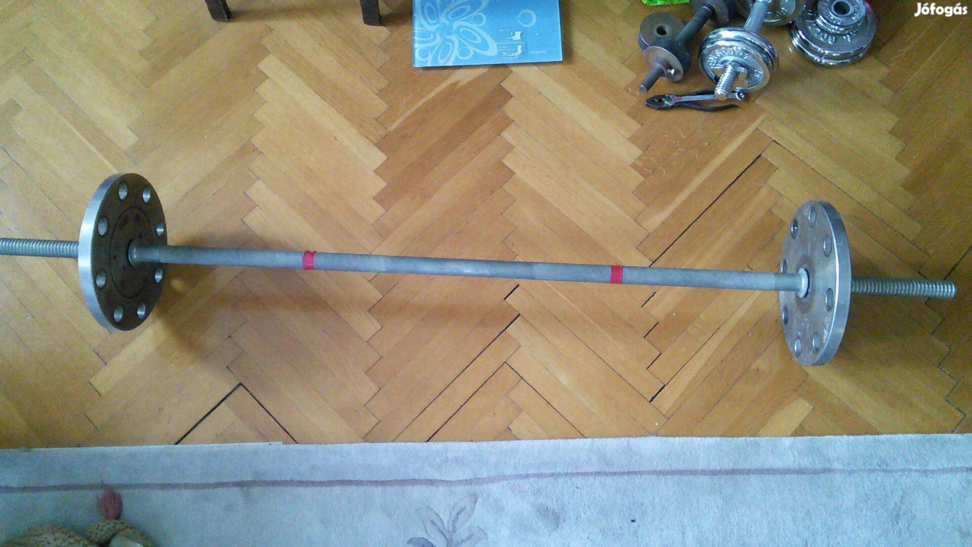 Súlyzórúd csavarmenetes 160 cm rozsdamentes tárcsa 28,3 kg súlyzó