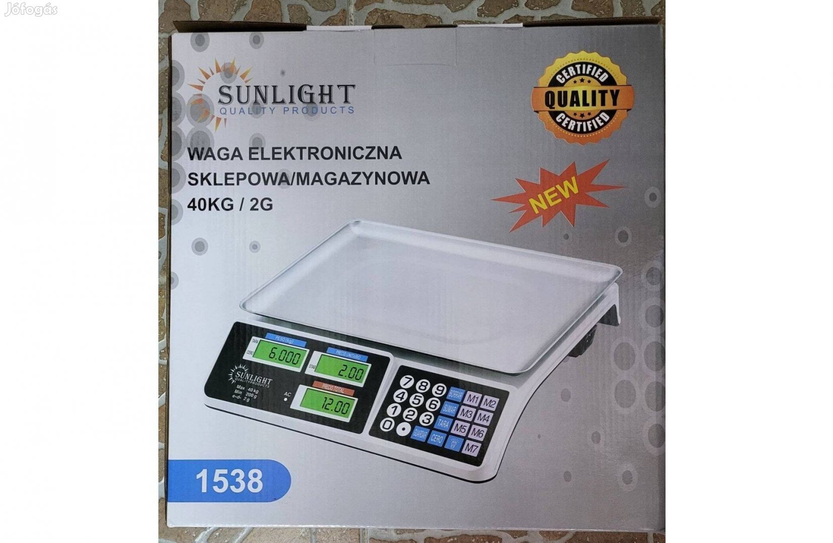 Sunlight digitális bolti asztali mérleg 40kg 2g pontosság