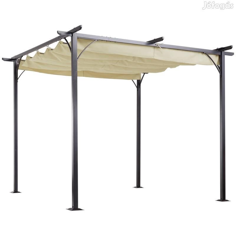 Sunny Pergola kerti pavilon  3x3 m elhúzható tetővel krém szín