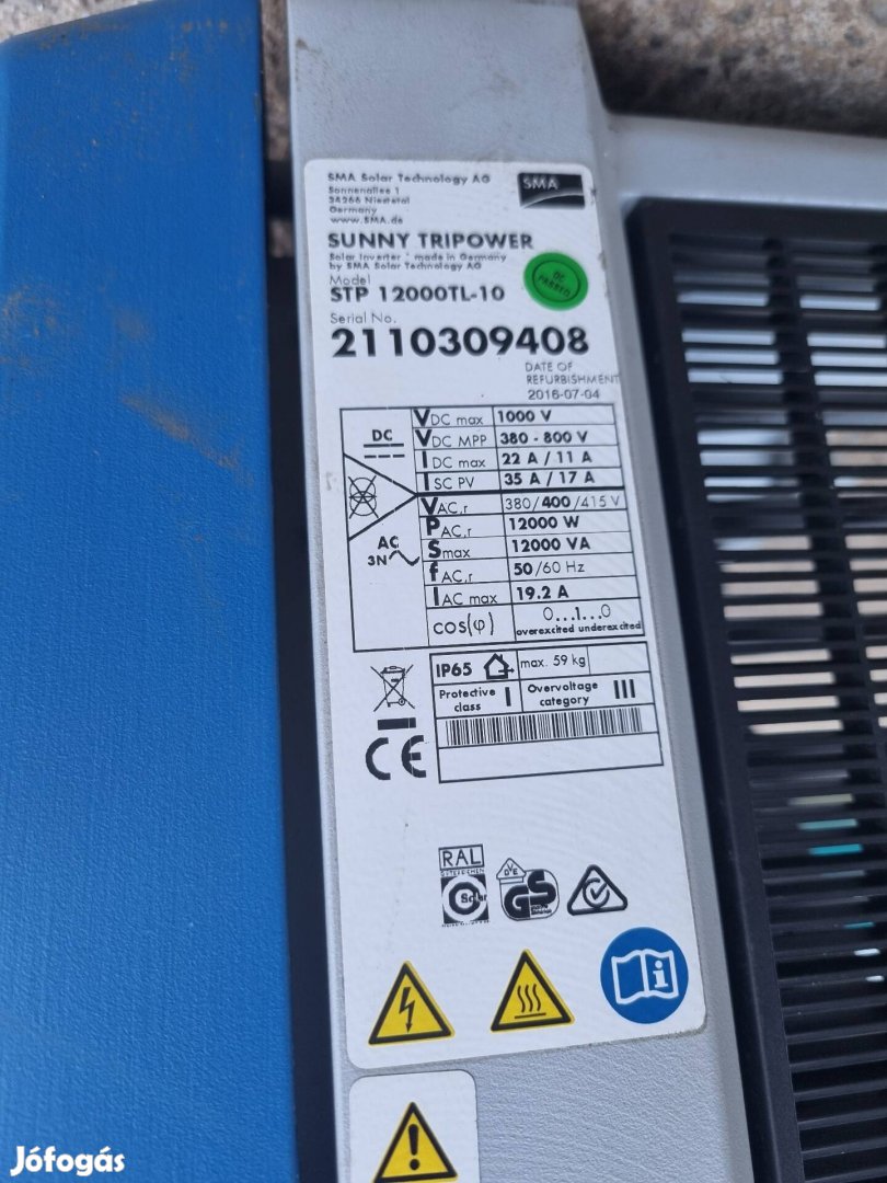 Sunny tripower STP12000 TL-10 inverter eladó 