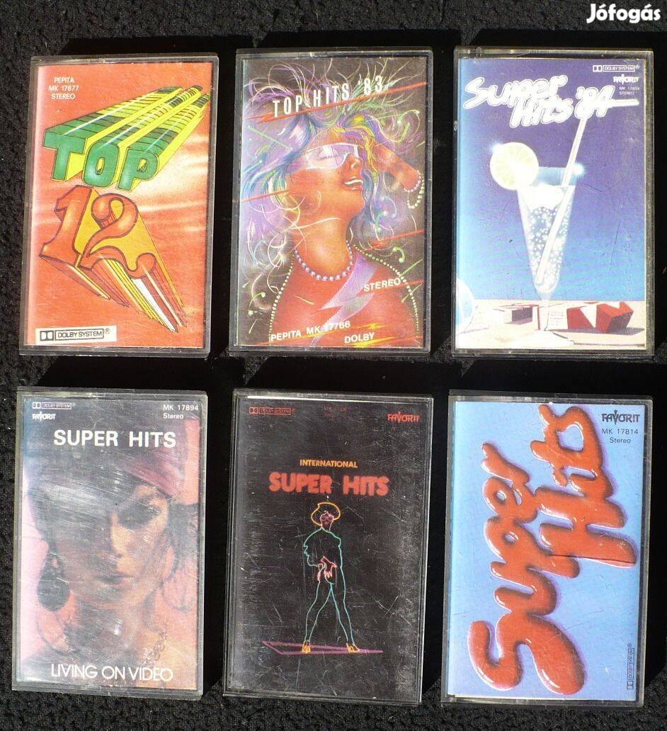 Super Hits / Top Hits kazetta-kollekció a 80-as évek slágerei (6 db)