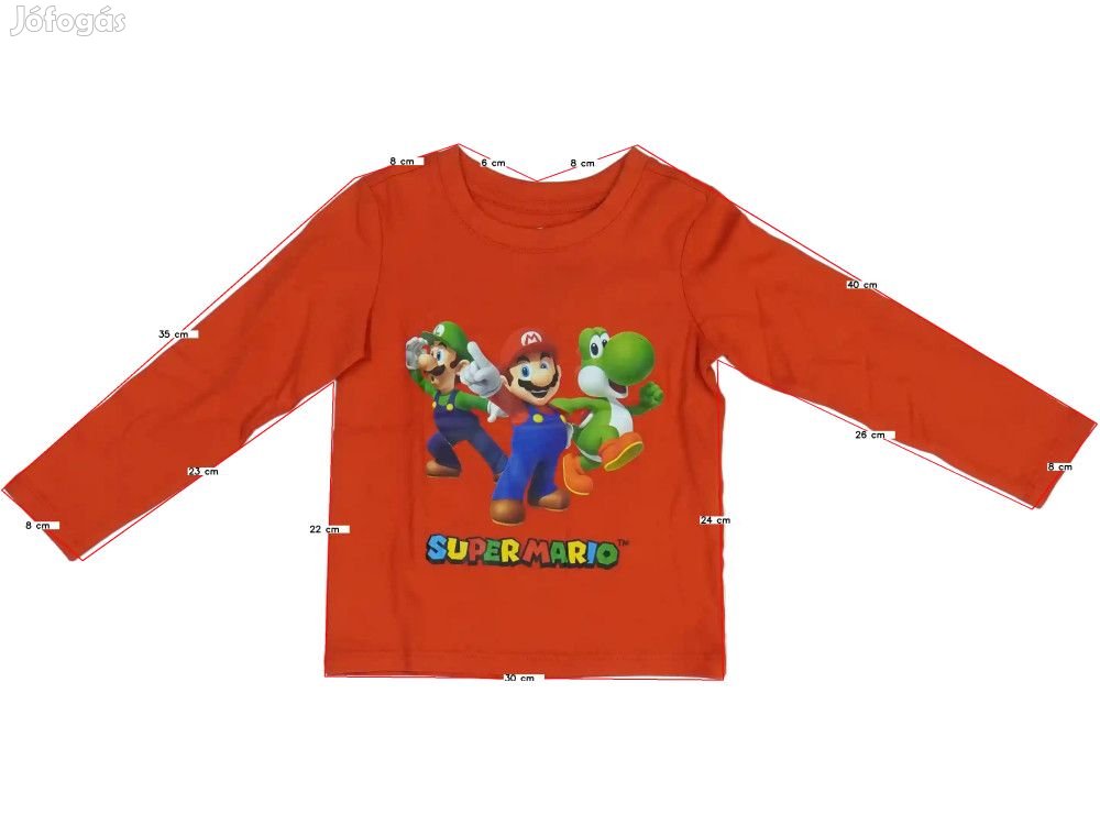 Super Mario Új (címkés) Fiú Hosszú ujjú felső (Méret: 98)