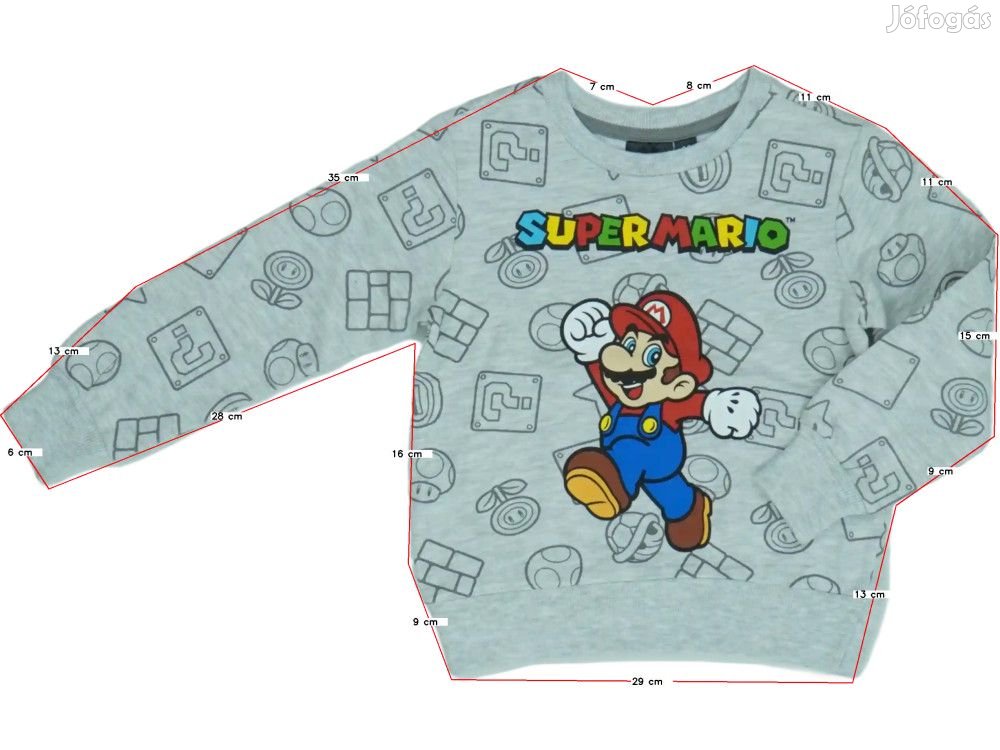 Super Mario Új (címkés) Fiú Pulóver (Méret: 98)