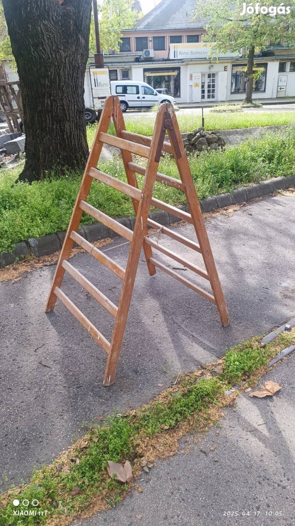 Super extra fa létra. Masszív, hibátlan. 150 cm 6 fokú.! 