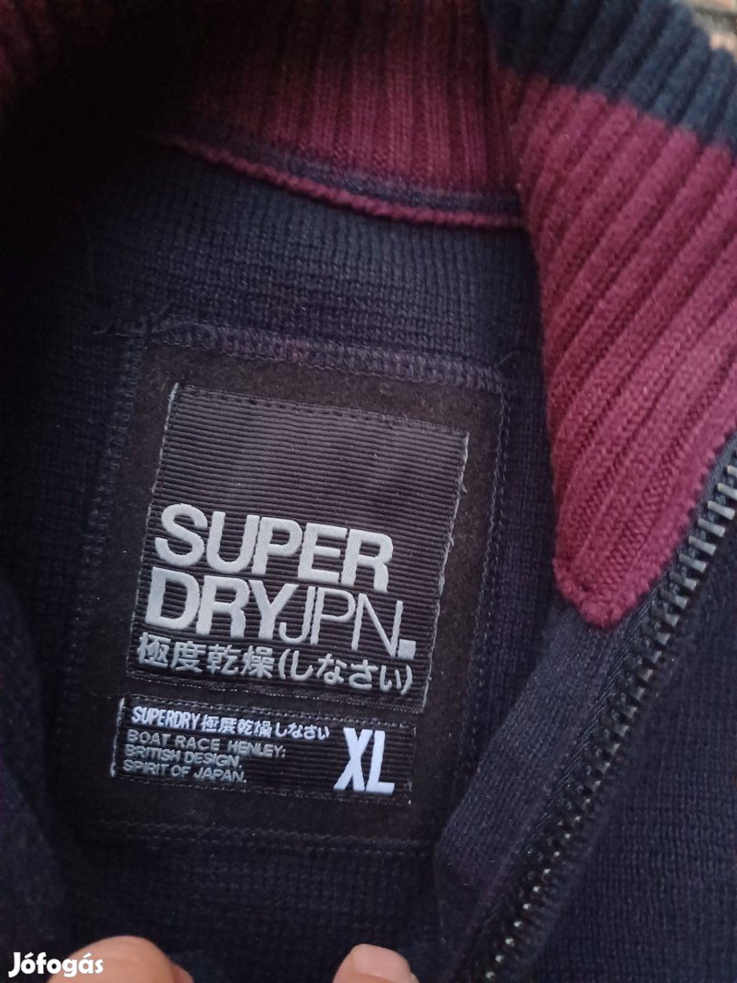 Superdry feliratos eredeti vastag téli pulóver XL