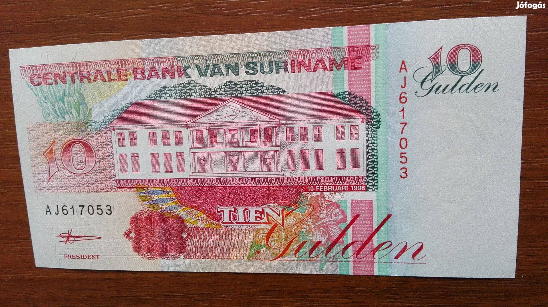 Suriname 10 Gulden 1998-as papírpénz