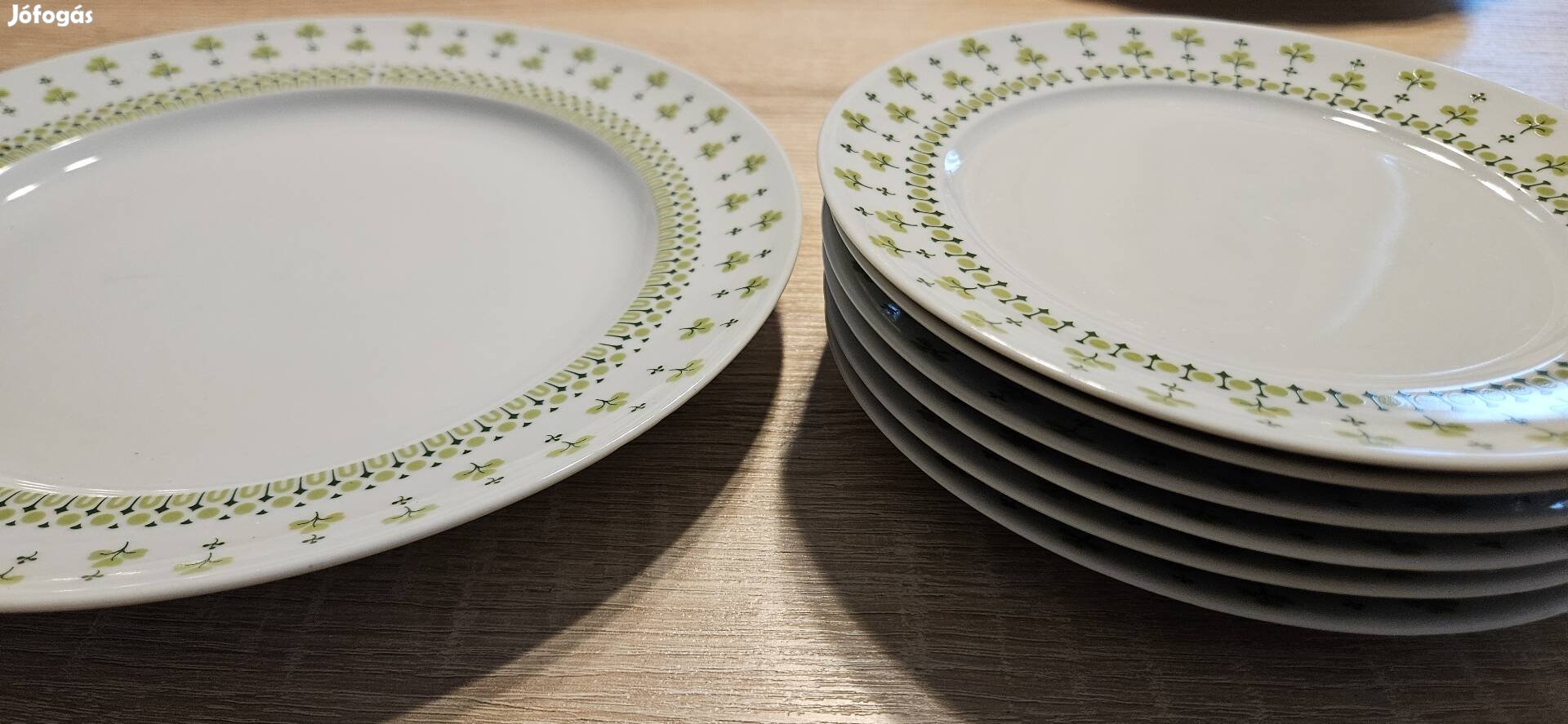 Süteményes készlet-zöld mintás- Alföldi porcelán