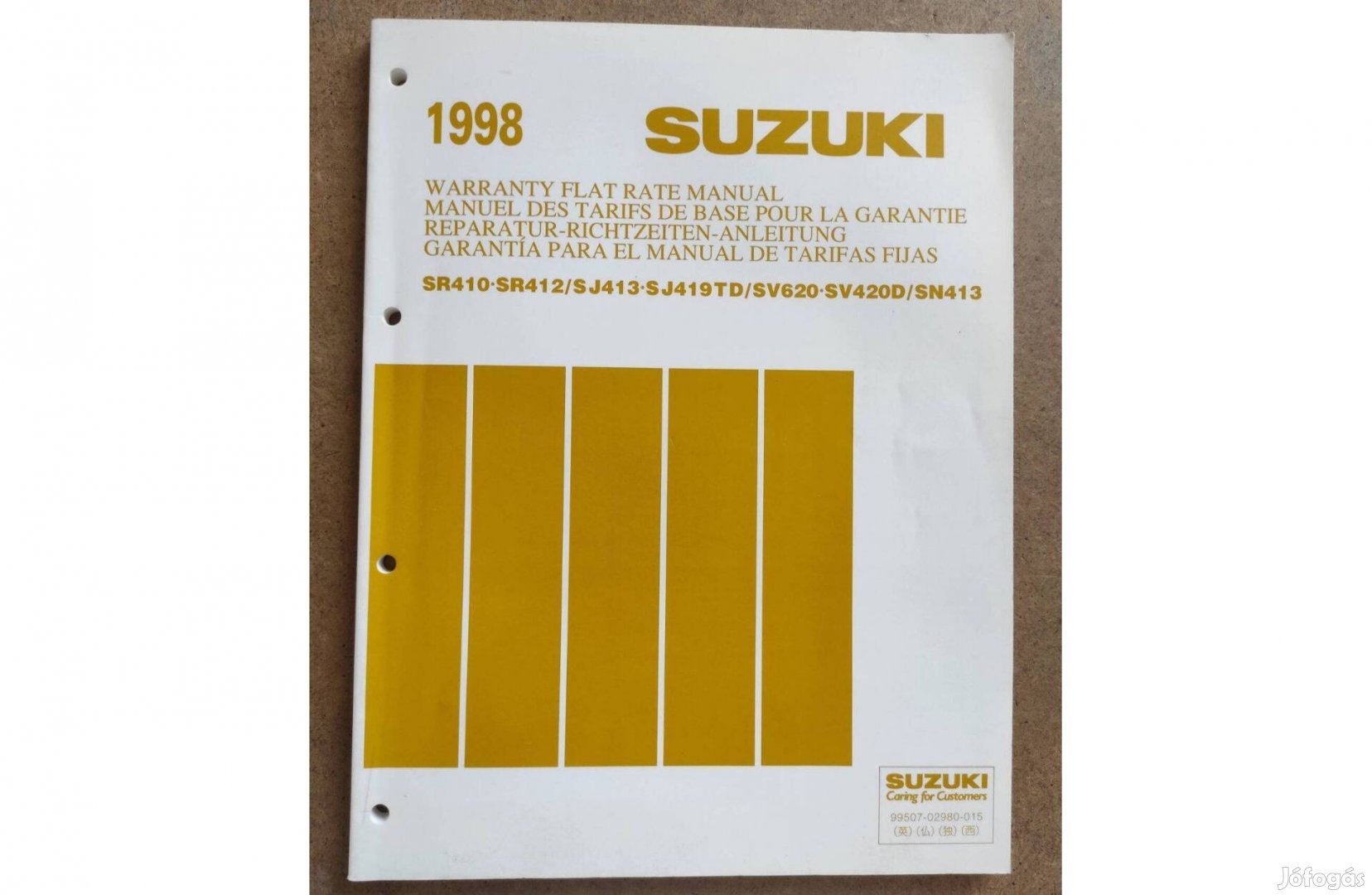 Suzuki SR410, SJ413, SV620, SN413 alkatrészkatalógus. 1998