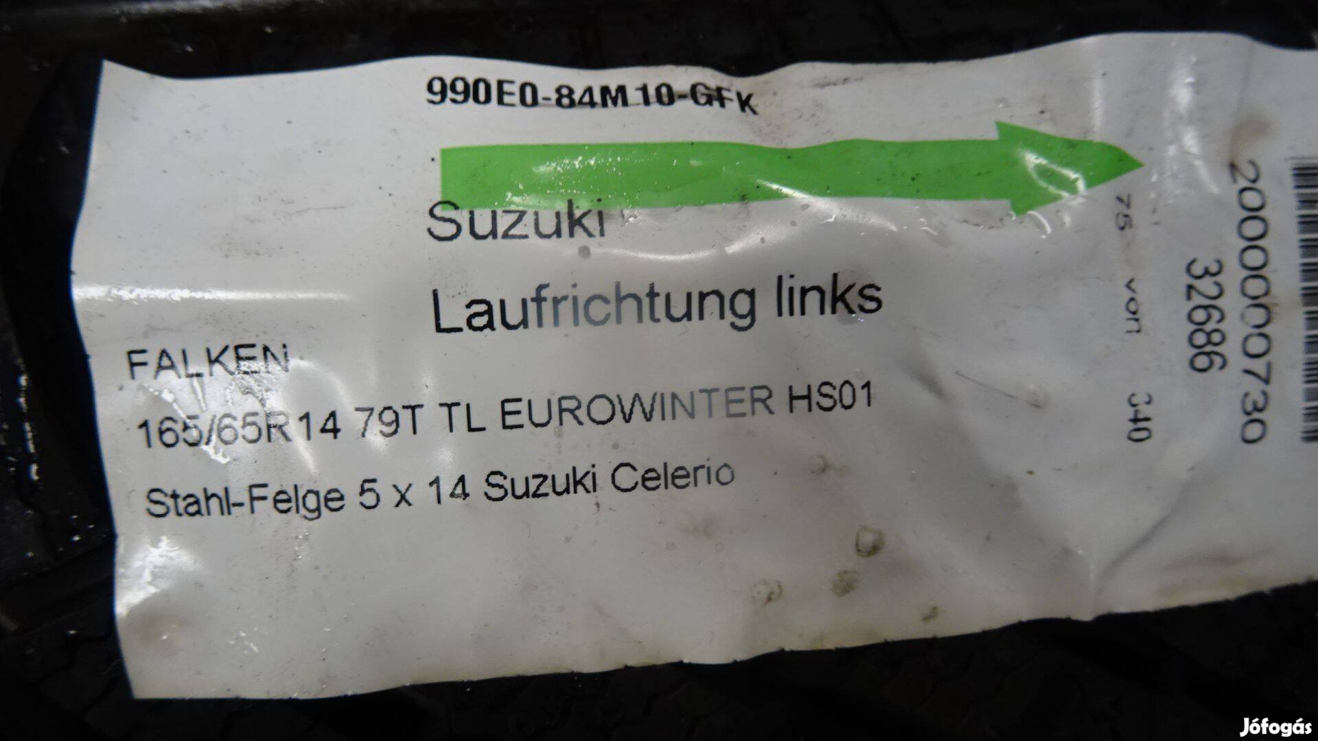 Suzuki új 4x100 lyukosztású 14 col acélfelni + 165/65r14 új téligumi