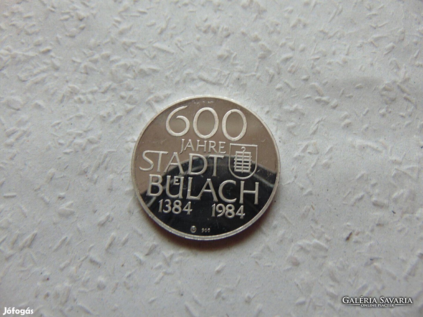 Svájc 600 éves Bulach város 15 gramm 900 as ezüst Kép szerint