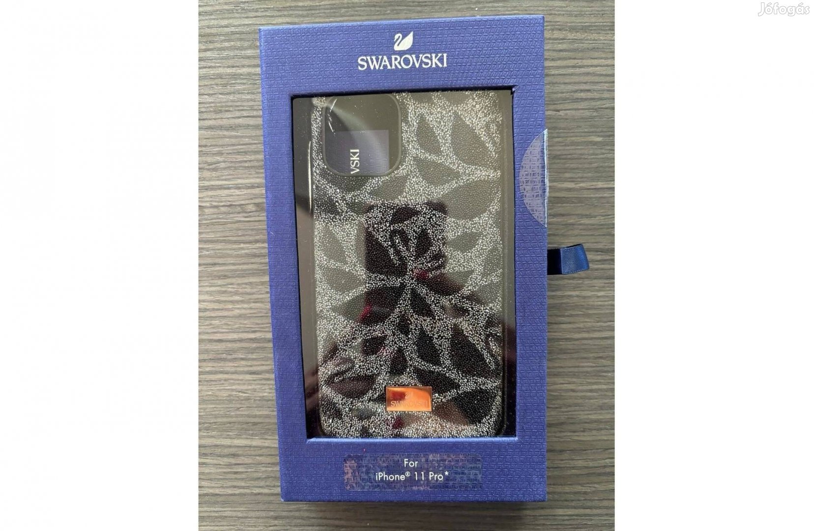 Swarovski fekete/ezüst hattyús köves Iphone 11 Pro tok