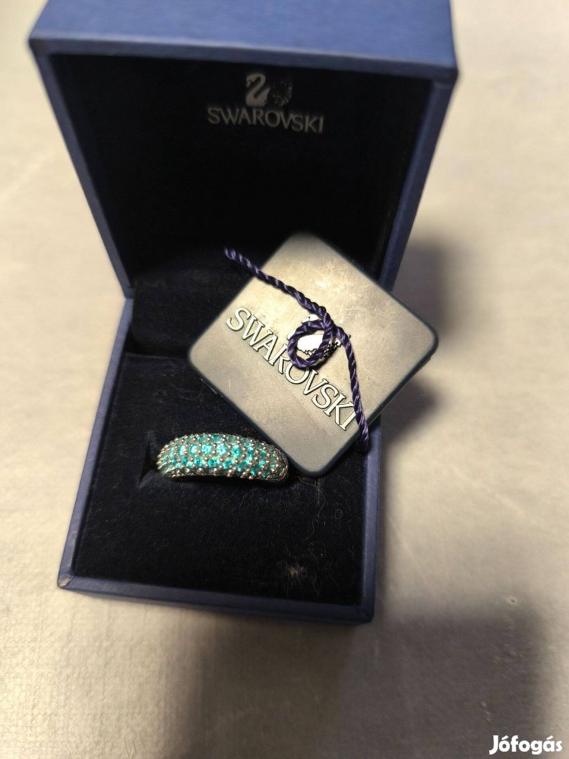 Swarovski zöld köves ezüst gyűrű