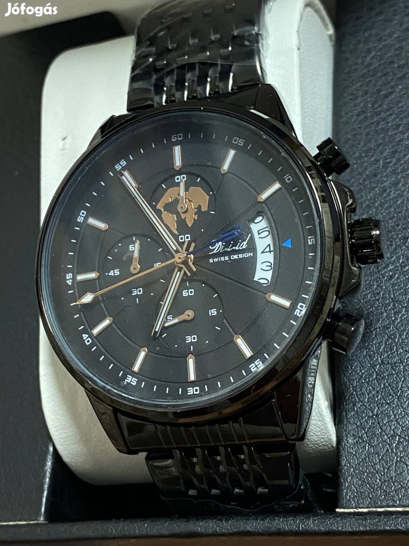 Swiss Diseng Quartz Acél Chronograph ora új 