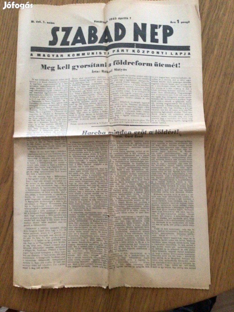 Szabad Nép c. újság 1945 április 1-i száma, Rákosi és Gerő Ernő cikkei