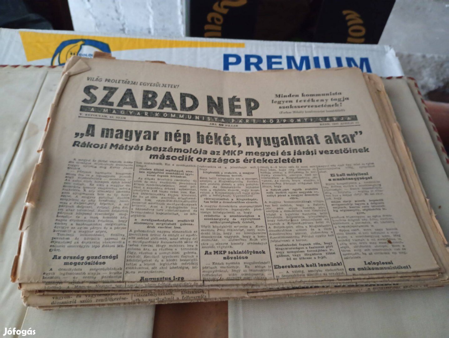 Szabad nép 1947-04-15 84. szám 3000ft óbuda