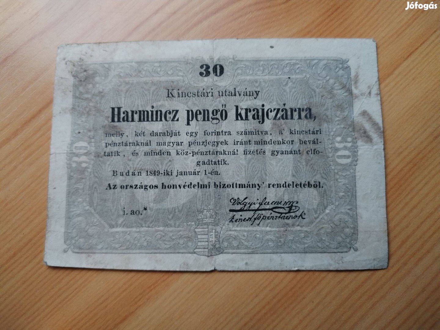 Szabadságharc váltópénz 1849-es Harminc Pengő Krajcár